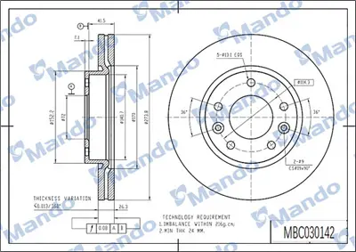 MANDO MBC030142 Fren Dıskı Ön 0K55A33251