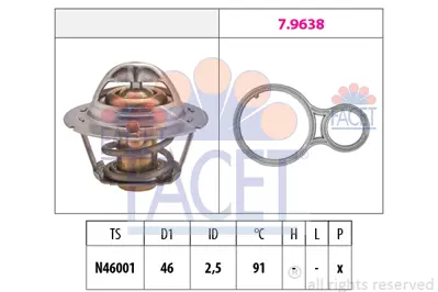 FACET 7.8524 Termostat Chrysler Pt Cruıser 1.6 Neon Iı 1.6 Bmw Mını R50 R52 11537512733 11537596787 11531485847 11537512734 11531501173 55242321 55229837 55224855 7596787 1485847