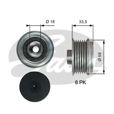 GATES OAP7210 Alternator Gergi Rulmanı Toyota Corolla-Aurıs-Verso 1.4 D4d 2007-2012 Yarıs 1.4 D4d 2006-> 2741533070 7PP903016B 7PP903016U 7PP903016X 270600N040 270600N060 2706033100 2706033110 2741566070 90914