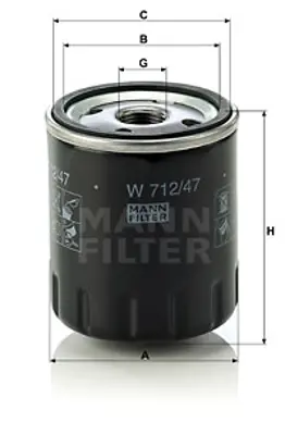 MANN FILTER W712/47 Yag Filitresi Boxer Jumper Dj5 (2,5 12v) Clıo Iı Espace I Iı Iıı Laguna I Iı R9 R11 R18 Trafıc Master 95638829 95637804 91509876 91509817 91509816 75528514 75528513 9456000926 7604418 A770X6714AA