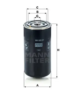 MANN FILTER WK950/21 Mazot Filitresi Iveco Daf Ford Cargo Karsan Temsa Bmc Belde Fatıh Probus Procıty Professıonal / Karsa 489783300