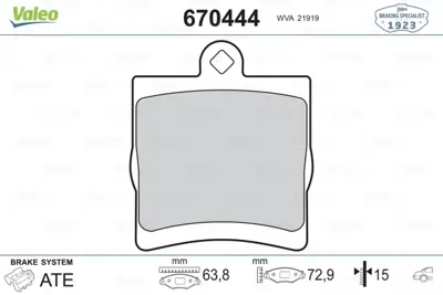 VALEO 670444 Fren Balatası Arka W202 95>00 S202 96>00 W203 00>07 Cl203 08>11 W210 95>00 R170 96>00 R171 04>11 A0044209120 A0044201720 A003420272037 A0034202720 A0024207420 A002420712037 A0024207120 2420712037 24207420 24207120