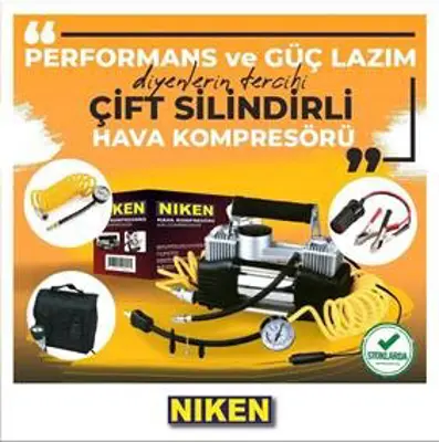 NIKEN 025 001 06 01 Hava Kompresoru Metal Cıft Silindir 12v 