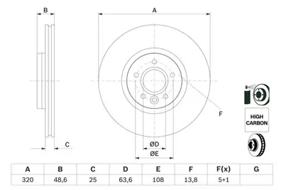 BOSCH 0986479680 Fren Diski Ön Cmax 10> Cmax  03> Focus Iı 04> Focus Iıı 11>  Kuga 13-Tourneo Connect 13> 31341644 31400818 31329122 31381376 31400938 31400942 1368548 1384290 3M512C375CC 1724956