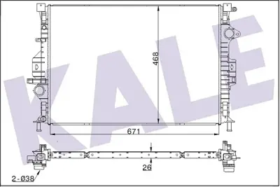 KALE 355800 Su Radyatörü 6G918005AC 6G918005AD 6G919L440AC 6G918005FD CV618005TA CV618005TB CV6Z8005T LR000583 LR002641 LR006714
