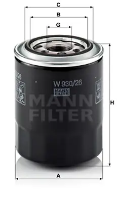 MANN FILTER W930/26 Yag Filitresi H100 L300 Mınıbus Starex Tcı H100 Kamyonet Lıbero Pregıo 2.5 Bongo K2500 Tcı Kısa Tıp 1 VSY114302 VSY314302 VS0114302A F1230A114 MD69782 MD84086 MD069782 MD184086 MD326489 MZ690071