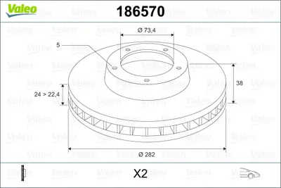 VALEO 186570 On Fren Dıskı Chrysler Grand Voyager Iıı Voyager Iv 95>08 4509340 K04509340 K04423368