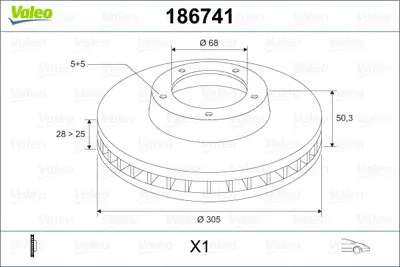 VALEO 186741 On Fren Aynası Volvo S60 I 00> S80 (98 06) V70 (97 00)  Xc70  00>07 (305x25x5dlxhavalı) 16 Jant 2741702 9492715 31400741 31400740 2724045 274170 272404 31471827 274559 31262707