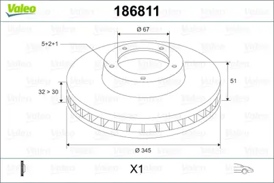 VALEO 186811 Fren Dıskı On Ml-Class W163 98>05 A1634210312 A1634210512 1634210312 1634210512 230842 A163421031264 163421031264 A09760611 7076786 76786