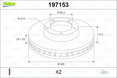 VALEO 197153 On Fren Dısk Aynası Havalı Honda Accord 2.0 2.2 2.4 03-08 (280x5) 45251S1AE40 45251SEAE00 4020604U02 4020604U03 4020637P02 4020637P05 40206VE800 402066W500 402061W600 402066W600