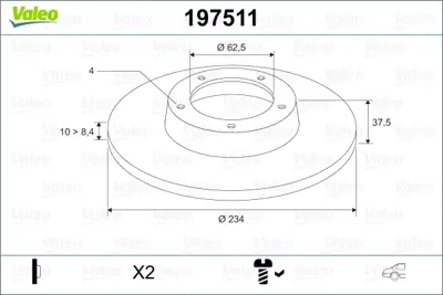 VALEO 197511 Arka Fren Aynası I10 2008> Pıcanto 2005> (234mm 4 Bıjon) 5841107300 5841107500 584110X500 S5841107500 58411G6300 584110755 43251SL0J00 S584110X500 584111G000 5841107100