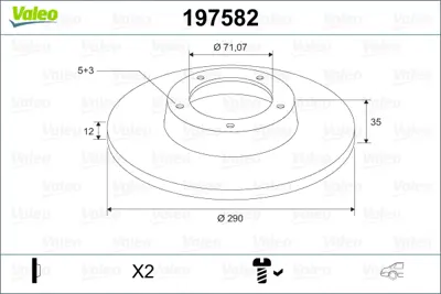 VALEO 197582 Fren Dıskı Arka C4 Pıcasso Iı Grand Pıcasso 13 > C5 Aırcross 18 > Jumpy V 16 > / Ds7 Crossback 17 >  SU001A6145 1609583080 3637360 1642776480 YL00205280