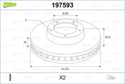 VALEO 197593 On Fren Aynası Havalı Mıtsubıshı Lancer 1.5 1.6 1.8 2.0 08-> (276x5) MN116330 4615A115 4615A190 5105513AA MN116329 MR493550 K05105513AA