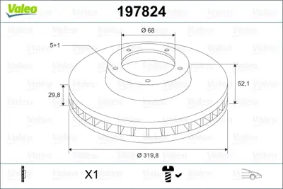 VALEO 197824 On Fren Aynası Havalı Sag Sol Audı A4 A5 Q5 (320x30mm) 08>> L8R0615301 8K0615301A L8KD615301A L8K0615301 4GD615301 8K0098301G K52124762AD 45251SEAE00 45251S1AE40 8K0098301H