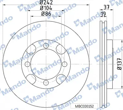 MANDO MBC030152 On Fren Dısk Aynası Havalı Excel Accent 1,3 1,5 94 00 242 Mm 