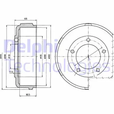 DELPHI BF478 Arka Fren Kampanası Transıt V184 (Tek Teker) 280x104 YC1W1126DD 4446218 4078769 4041429 3C111126AA YC151126AA 4519396 YC1W1126DC 4078759 YC1W1126DB