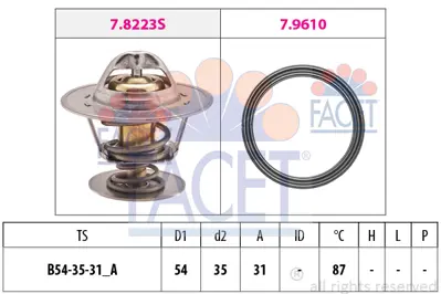 FACET 7.8435 Termostat 87°a3 A4 A6bora Caddy 2 Golf Jetta 2 Passat Polo T4 T5 Octavıa Cordoba Ibıza Fabıa Felıca 50121113C 6B121113A 1338018 GTS298 EA03222101 2724E8575A 683F8575AAA 1472824 1452357 392F8575AA