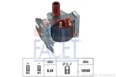 FACET 9.6078 Atesleme Bobını 190 W201 89>93 C124 87>92 W124 85>92 W140 93>98 W126 85>91 W463 90>97 A0001584503 1584503 1586103 1582803 1584803 1585003 1585303 1585403 1586203 A0001584803