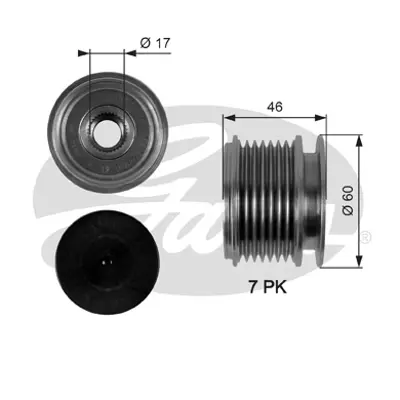 GATES OAP7056 Alternator Kasnagı W203 02>07 Cl203 02>08 C209 02>09 R171 04>11 Vıano W639 10> Sprınter 08> A121540602