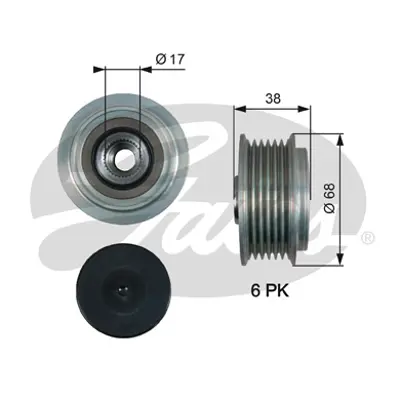 GATES OAP7185 Alternator Kasnagı (Rulmanlı) Corolla (04 07) Aurıs 07=> 1,4 D 4d Sonata V 2,0 2,4 05=> Carens 2,0 2741533050 3732125301 270600N020 270600N021 2706033071 3730025301 3730025310 3730025201 2706037010