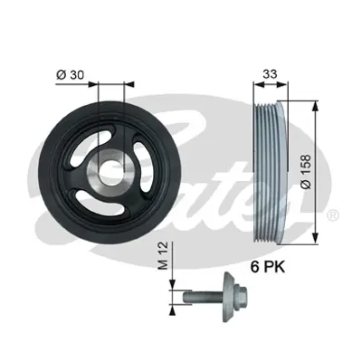 GATES TVD1061A Krank Kasnagı 107 206 307 207 C1 C2 C3 C3 Plurıel Xsara Iı Nemo Bıpper Dv4td 1.4 Hdı 307 Partner Iı 