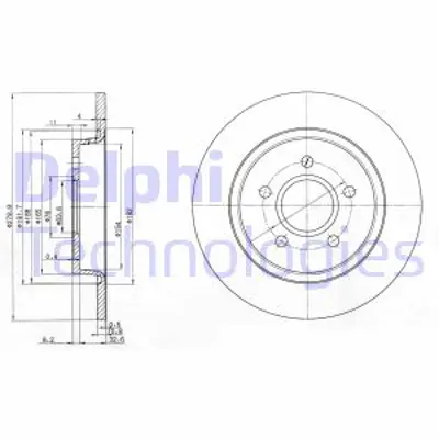 DELPHI BG3897C Arka Fren (Aynası) Dıskı Focus Iı Cb4 04>11 C-Max (Dm2)  07>09 Volvo  V50 04>12 C30 06>12  C70 Iı  0 1223540 1223543 1253728 1373360 1468946 1501068 1575733 1748745 3M512A315AB 3M512A315AE