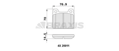 BRAXIS AA0376 Fren Balatası On Alfa Romeo Spıder 115 77>93 , Mercedes W114 68>76 W115 68>73 W113 68>71 , Transport GM 111698151