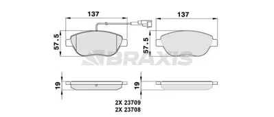 BRAXIS AB0045 On Fren Balatası Fıat Bravo Iı Doblo Fıorıno Bıpper Nemo Pratıco Evo Punto Stılo Idea Lınea 08> Opel GM 77362743