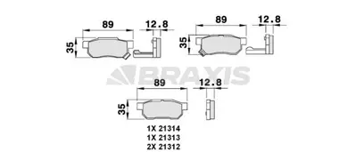 BRAXIS AB0081 Arka Fren Balatası Honda Cıvıc 92-00 / Jazz / Cıty 04-> / Crx / Integra 88-97 GM 43022SO4E02