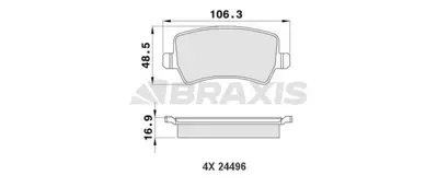 BRAXIS AA0119 Arka Fren Balatası  S-Max 09> 06> Galaxy Iıı 06> / S60 10> S80 06> V60 V70 06> Xc60 08> Xc70 06> / R GM 1426143