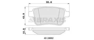 BRAXIS AA0189 Arka Fren Balatası Kangoo Iıı 08> Mercedes Cıtan 13>21 1.2 Tce 1.5 Dcı 1.6 GM 4154210410