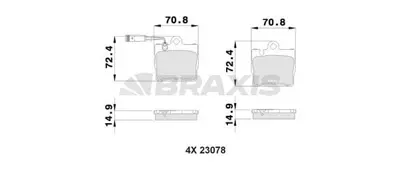 BRAXIS AB0361 Fren Balatası Arka S-Class W220 98>05 C215 99>06 GM A004420942041