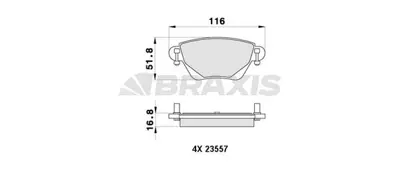 BRAXIS AB0421 Arka Fren Balatası Mondeo Iıı 00>04 Jaguar X Type S Type Xj Type 03>09 GM 1121895