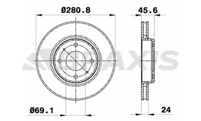 BRAXIS AE0180 On Fren Dısk Aynası Havalı Carısma 00>06 Volvo S40 00> 281x4 GM 30818027