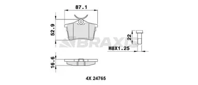 BRAXIS AA0088 Arka Fren Balatası P308 Sw 1.4 16v / 1.6 16v / 2.0 / 1.6hdı / 2.0hdı 09 / 07>partner Tepee Berlıngo  GM 1608520480