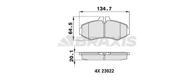 BRAXIS AA0232 Fren Balatası On V-Class 638/2 97>03 Vıto 638 97>03 GM A0034205420