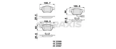 BRAXIS AB0004 On Fren Balatası Caddy 03> Golf V A3 Octavıa Touran Toledo 04> Passat Jetta 05> Fıslı GM 1K0615106AL