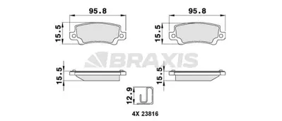 BRAXIS AB0136 Arka Fren Balatası Toyota Corolla 1.4 1.6 Vvtı Benzınlı 2003-2007 GM 4466020