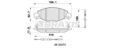 BRAXIS AB0188 On Fren Balatası Fıslı C5 2.2 Hdı 3.0 V6 Hb / Sedan GM 425216