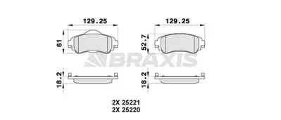 BRAXIS AB0321 On Fren Balatası C4 Iı Ds4 1.4 Vtı.1.6 Hdı (11 / 2009 ) 1.6 E Hdı (04 / 2011 ) GM 4254A9