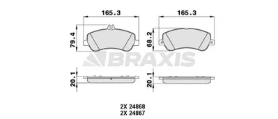 BRAXIS AA0209 Fren Balatası On Glk-Class X204 09>15 GM A0074206620