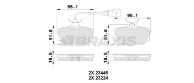 BRAXIS AB0229 Arka Fren Balatası Transporter T4 96>04 Fıslı GM 701698451