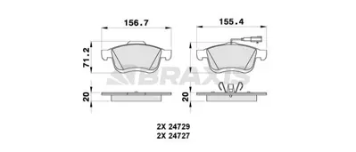 BRAXIS AB0264 On Fren Balatası Fıat Doblo Iıı 500l 10> Opel Combo 12> Lancıa Delta Iıı 09>14 GM 1605164