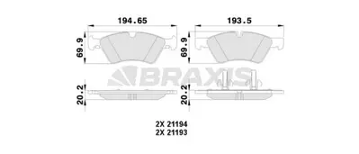 BRAXIS AA0123 Fren Balatası On W211 03>08 S211 03>09 W164 05>11 W251 05>12 GM 44204020