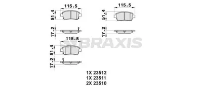 BRAXIS AB0036 On Fren Balatası Toyota Yarıs 2002-2006 Corolla Verso Vvt-I 2001-> GM 44650D020