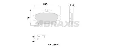 BRAXIS AB0112 On Fren Balatası Carısma 95>09 1.6 Colt 04> 1.5 / Volvo  S40 95> GM 4544210010