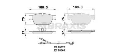 BRAXIS AB0269 On Fren Balatası C5 C6 P407 2.2hdı 16v / 3.0hdı 24v 94 / 09> P308 Rcz P508 Ep6cdtx1.6 07 / 10> P407  GM 1610104080