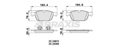 BRAXIS AA0204 On Fren Balatası Volvo Xc60 08> / Xc90 2.4 D5 02>15 GM 30793943