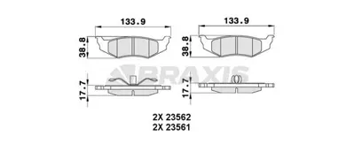 BRAXIS AA0255 Arka Fren Balatası Chrysler 300 M 98>04 Cırrus 94>00 Concorde 97>03 Neon 94>06 Pt Cruıser 01>10 Sebr GM 4720644