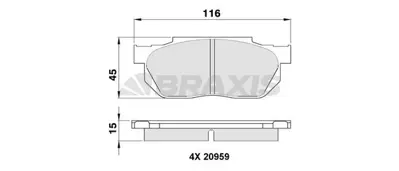 BRAXIS AA0349 On Fren Balatası Honda Cıvıc 88-91 Crx 89-92 Accord 83-85 Prelude 86-> GM 45022SA5000